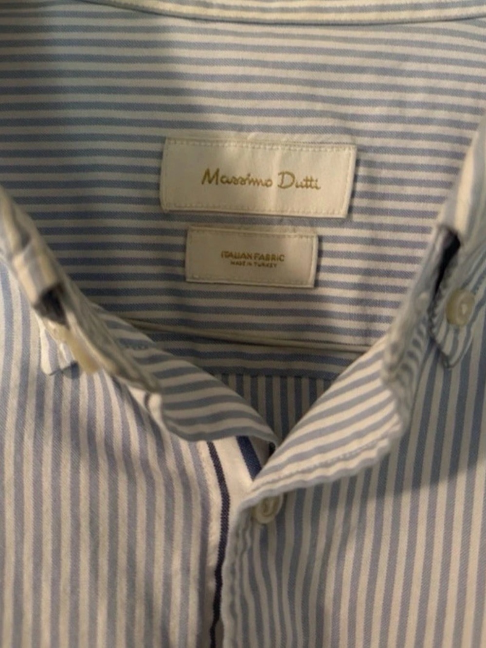 Massimo Dutti Stripe Cotton Dress Shirt Blue Mens Italian Size XXL 2XL